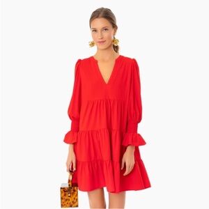 Tuckernuck Pomander Place Red Crepe Kenzo Dress - Medium
